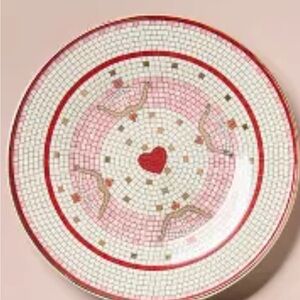 ❤️ ANTHROPOLOGIE BISTRO TILE 24K GOLD STONEWARE HEART DESSERT PLATE ANTHRO NEW
